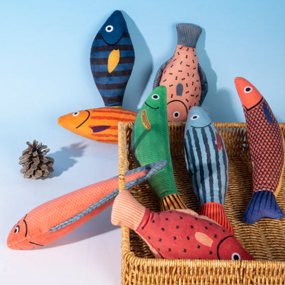 Catnip Fish Shaped Toy [Yellow-Orange Striped Fish]