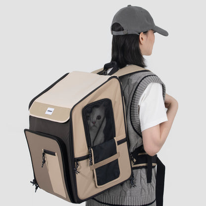 Expandable Pet Carrier Travel Backpack & Pet Tent 2-in-One [Chestnut Brown - Pre-Order]