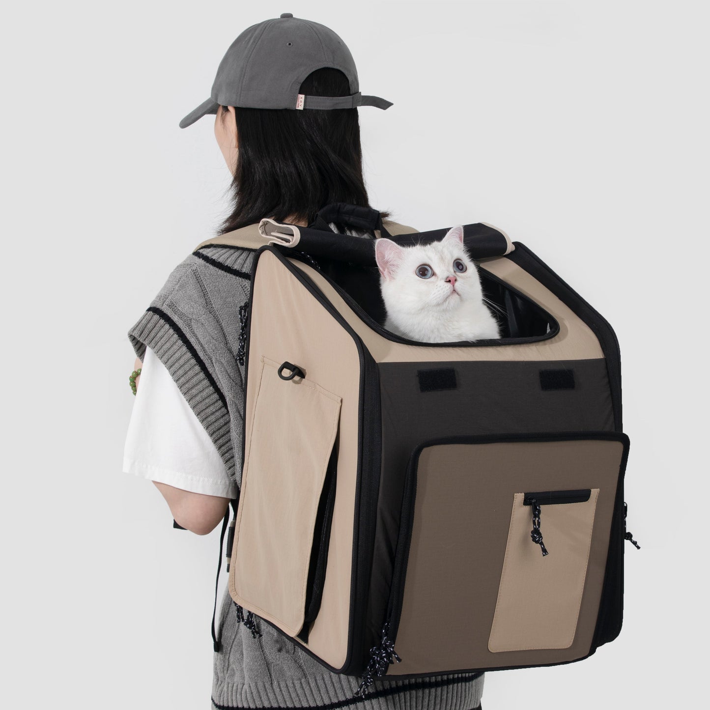 Expandable Pet Carrier Travel Backpack & Pet Tent 2-in-One [Chestnut Brown - Pre-Order]