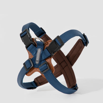 BOBO Series Leather X-shape Dog Harness [Cloud Mountain Blue]