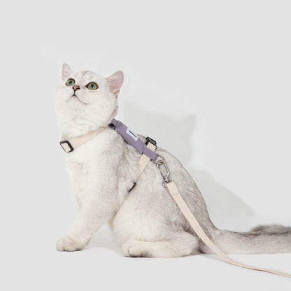 Valley Series Cat H-Shape Harness and Leash Set [Milk Brown with Purple]