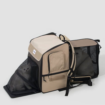 Expandable Pet Carrier Travel Backpack & Pet Tent 2-in-One [Chestnut Brown - Pre-Order]
