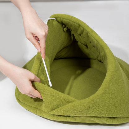 Polar Fleece Semi-Enclosed Pet Bed [Charcoal Bagel & Matcha Scone]