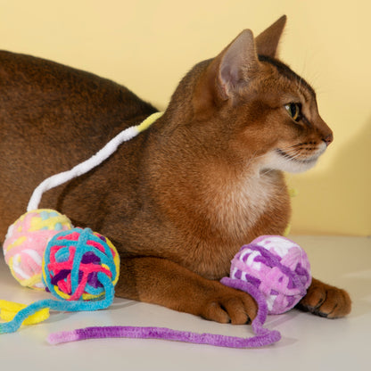 Fluffy Yarn Ball Cat Toys Pack [9 colors per pack]