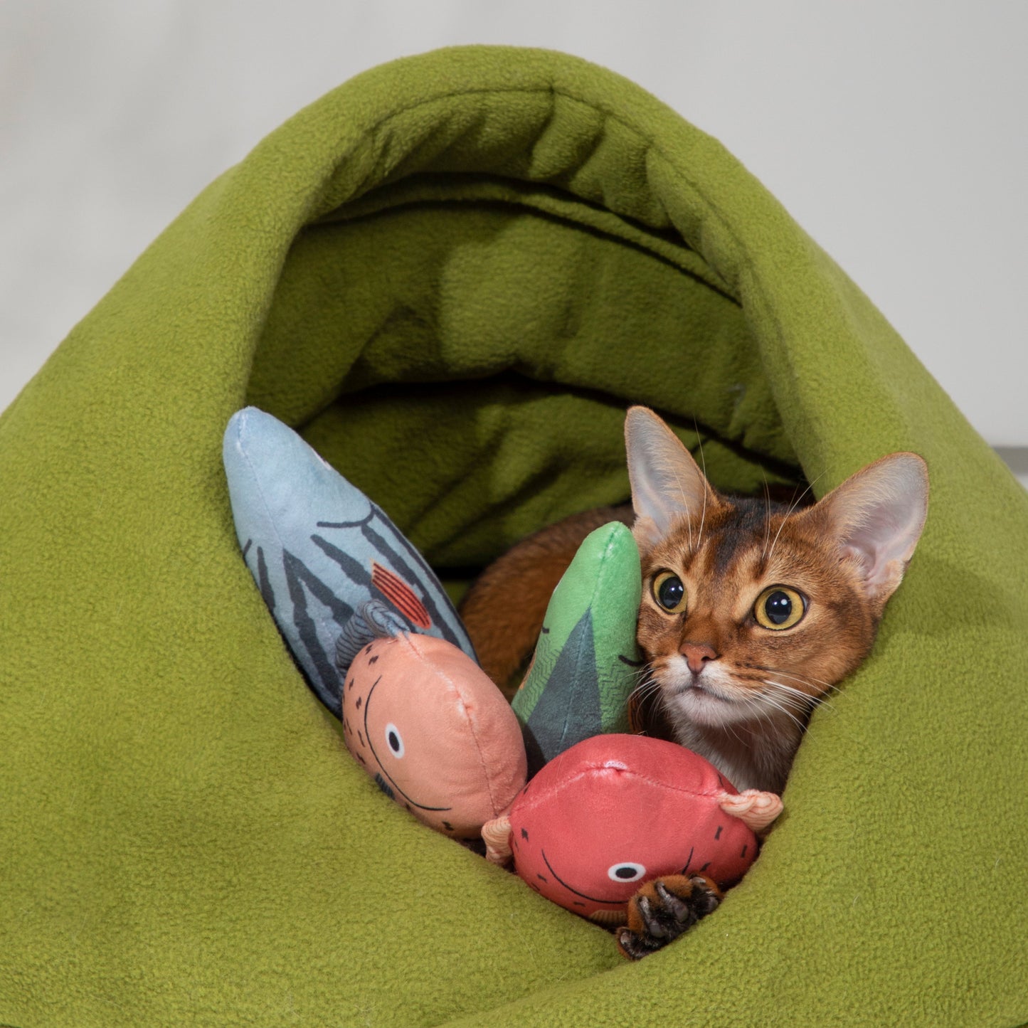 Polar Fleece Semi-Enclosed Pet Bed [Charcoal Bagel & Matcha Scone]