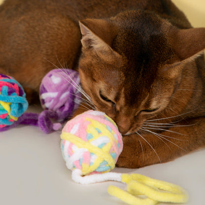 Fluffy Yarn Ball Cat Toys Pack [9 colors per pack]
