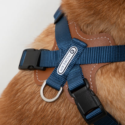 BOBO Series Leather X-shape Dog Harness [Cloud Mountain Blue]