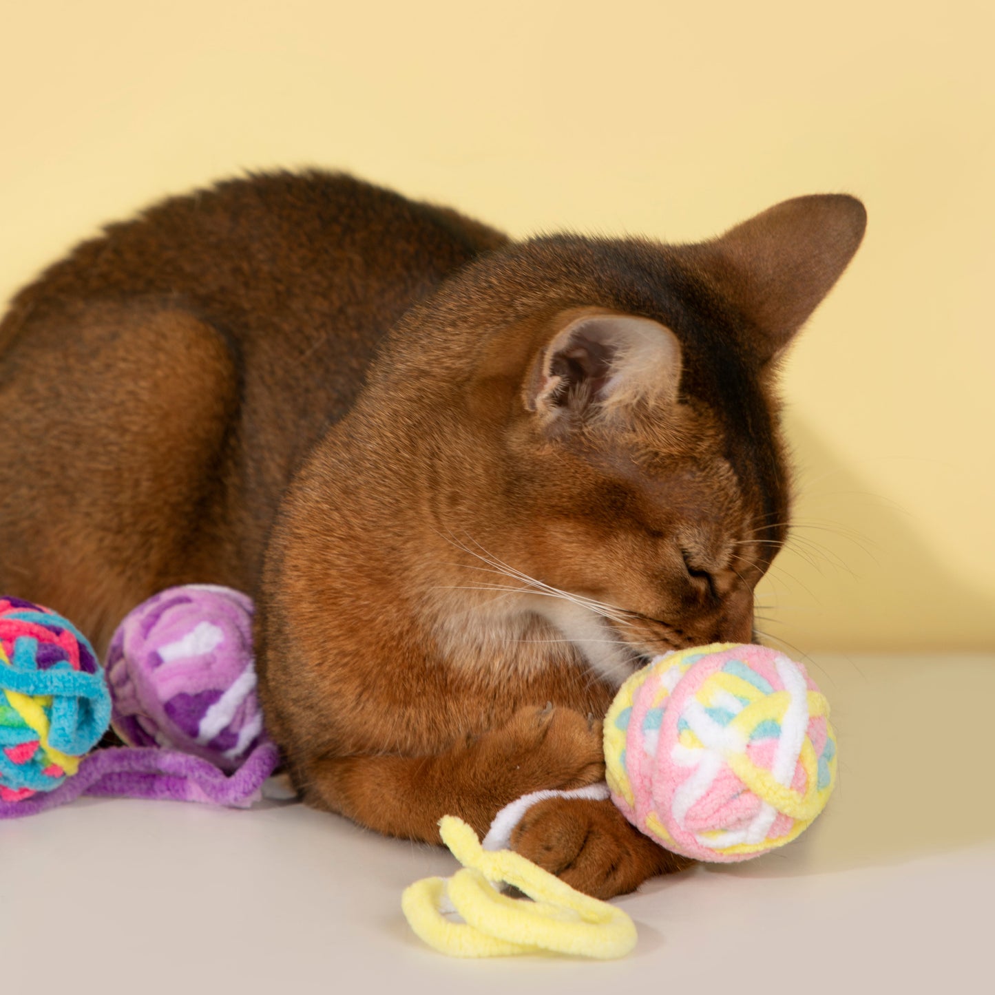 Fluffy Yarn Ball Cat Toys Pack [9 colors per pack]