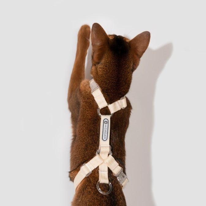 BOBO Series Freedom Exploration Cat H-Shape Harness and Leash Set [Camellia White]