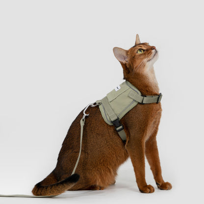 Valley Series Vest-Style Cat Harness and Leash Set [Olive Green]