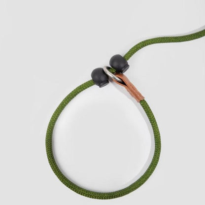 BOBO Series Leather Handle Integrated One Piece Dog Training P Rope [Moss Green]