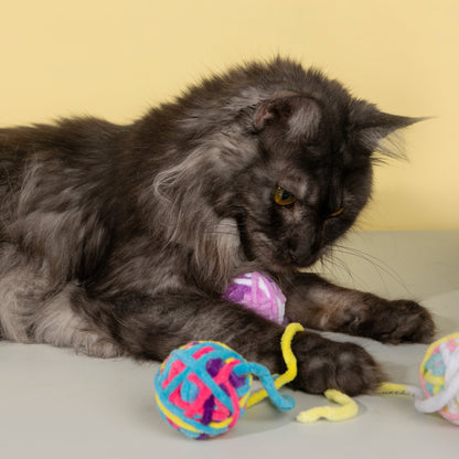 Fluffy Yarn Ball Cat Toys Pack [9 colors per pack]