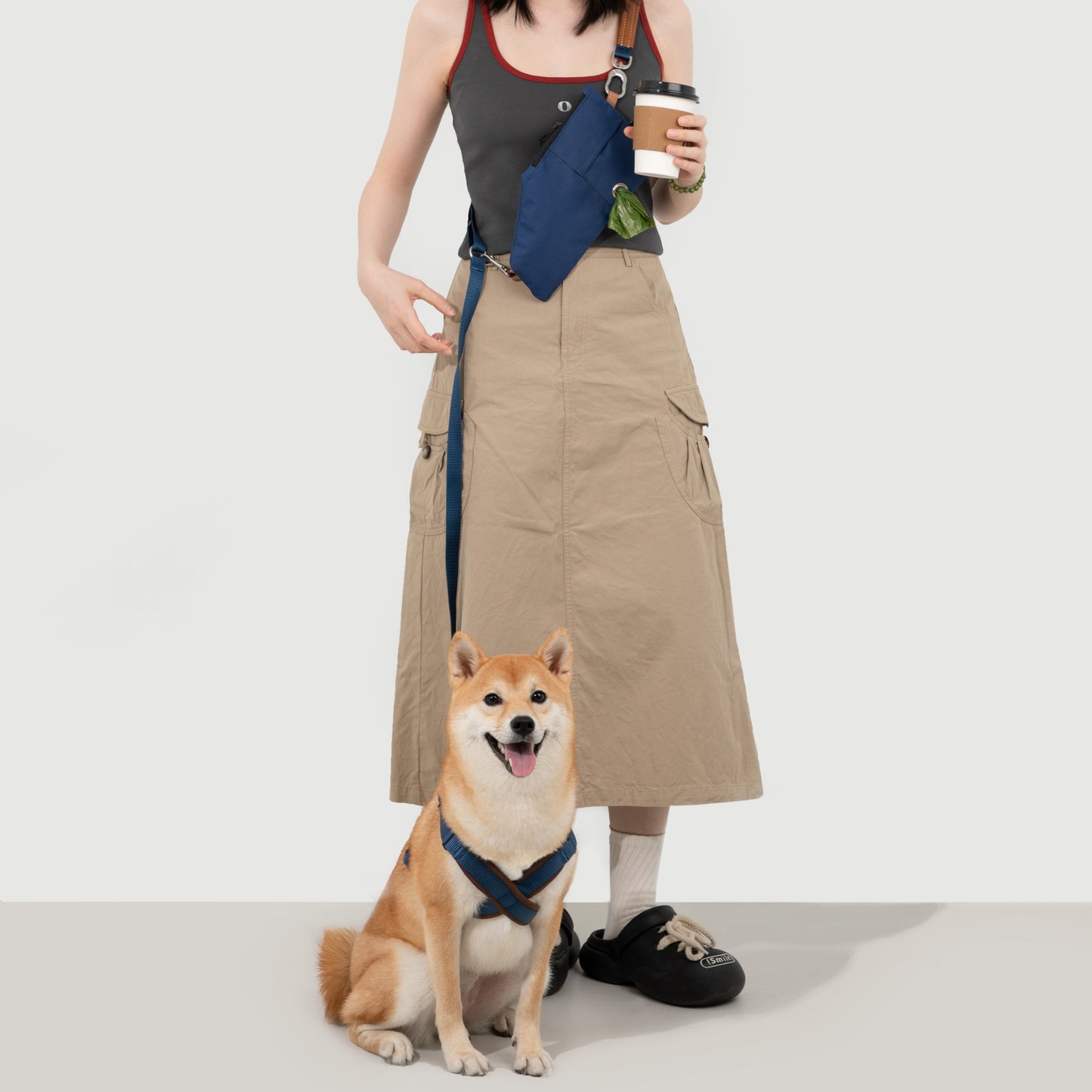 BOBO Series Leather X-shape Dog Harness [Cloud Mountain Blue]