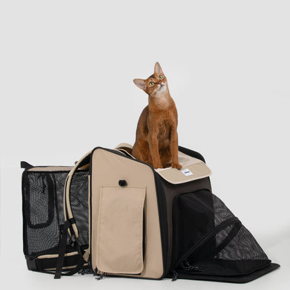 Expandable Pet Carrier Travel Backpack & Pet Tent 2-in-One [Chestnut Brown - Pre-Order]