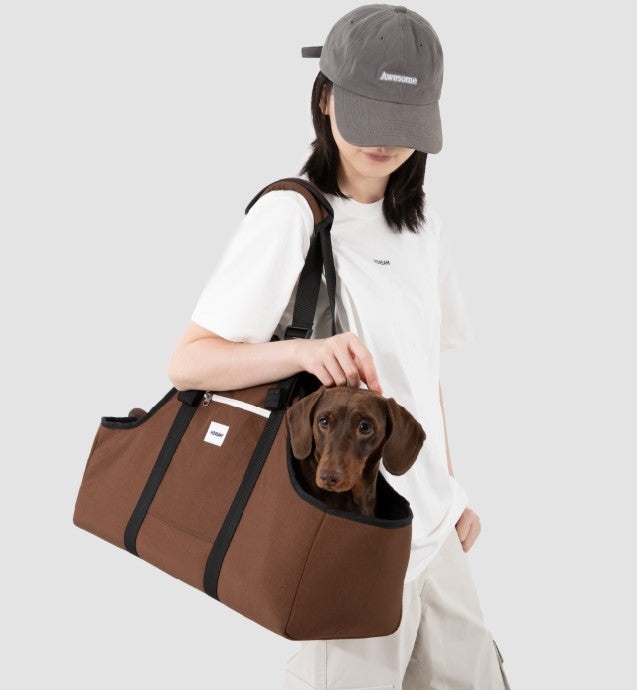 Baguette Style Pet Shoulder Carrier [Nut Brown - Pre-Order]