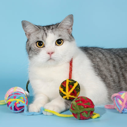 Fluffy Yarn Ball Cat Toys Pack [9 colors per pack]