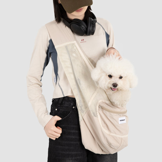 Fully Breathable Mesh Pet Crossbody Bag [Milk Brown - Pre-Order]