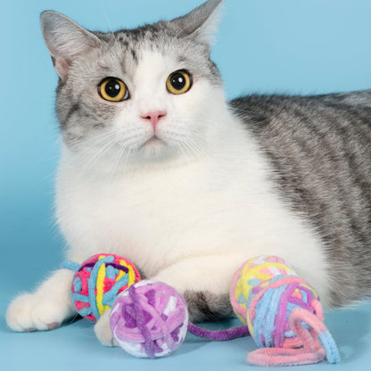 Fluffy Yarn Ball Cat Toys Pack [9 colors per pack]