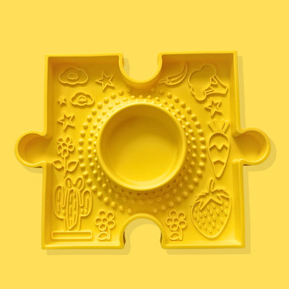 Pawzzle 2-in-1 Enrichment Feeding & Water Lick Bowl [Yellow]