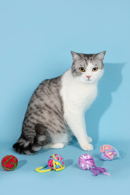 Fluffy Yarn Ball Cat Toys Pack [9 colors per pack]