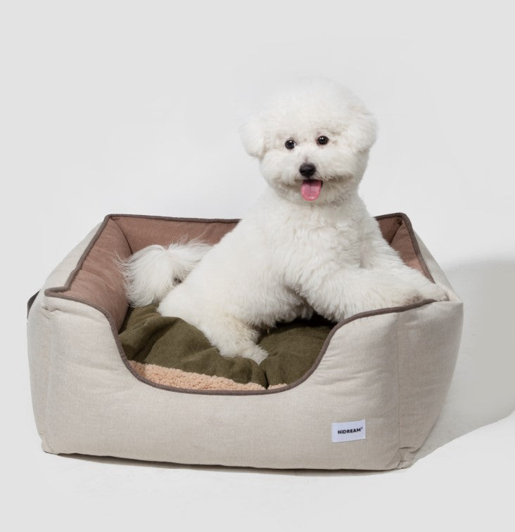All-Season Premium Pet Bed Lounge Nest Mat [Brown Olive Green]