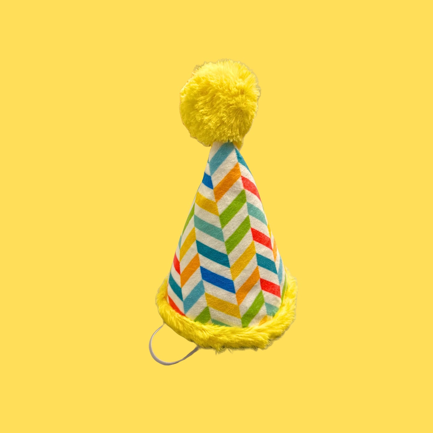 🎂 Barkday Party Hat Plush Dog Toy [Yellow]