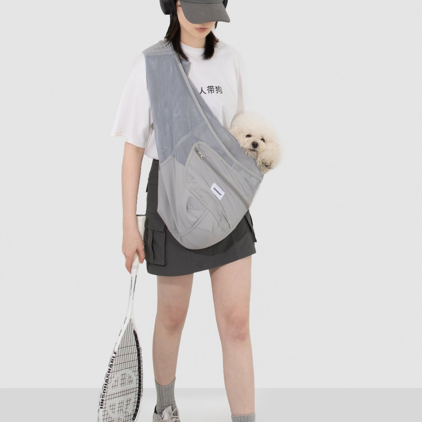 Fully Breathable Mesh Pet Crossbody Bag [Volcanic Grey - Pre-Order]