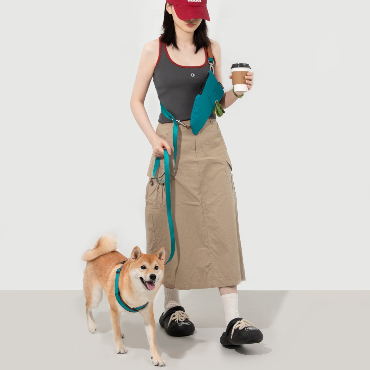 BOBO Series Leather X-shape Dog Harness [Aden Green]