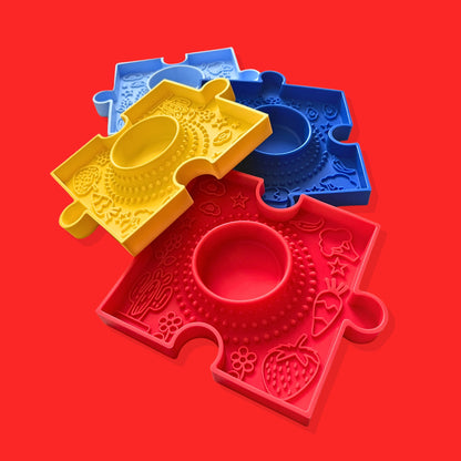 Pawzzle 2-in-1 Enrichment Feeding & Water Lick Bowl [Red]