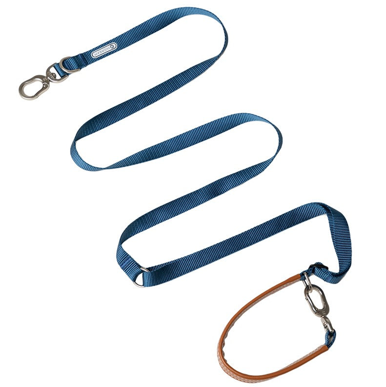 BOBO Series Leather Hands Free Multi-Function Cross Body Dog Leash [Cloud Mountain Blue]