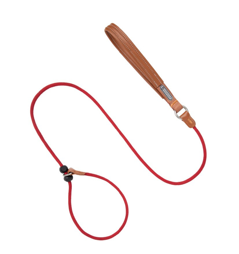 BOBO Series Leather Handle Integrated One Piece Dog Training P Rope [Berry Red]