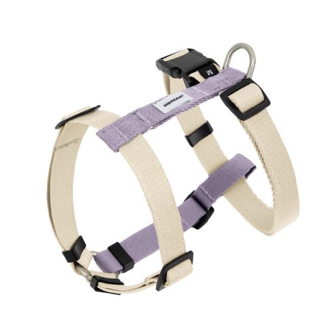 Valley Series Dog H-shaped Harness & Leash Set [Milk Brown with Purple]