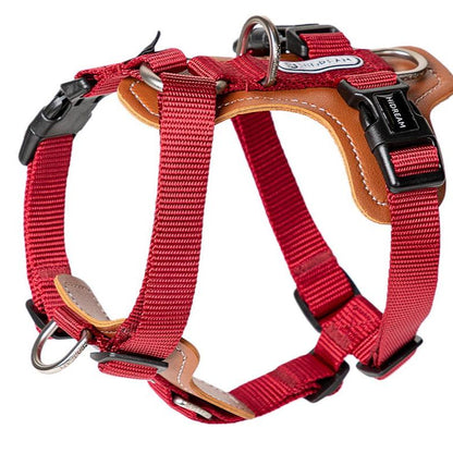 BOBO Series Leather I-shape Dog Harness [Cardamom Red]