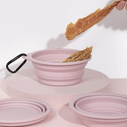 Collapsible Dog & Cat Travel Bowl with Carabiner [Chestnut Pink]