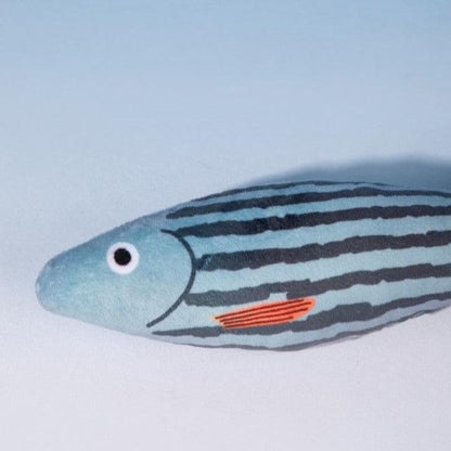 Catnip Fish Shaped Toy [Gray-blue Striped Fish]