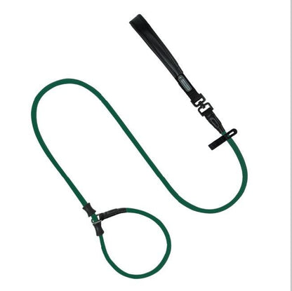 BOBO Series Leather Handle Integrated One Piece Dog Training P Rope [Turquoise Green]