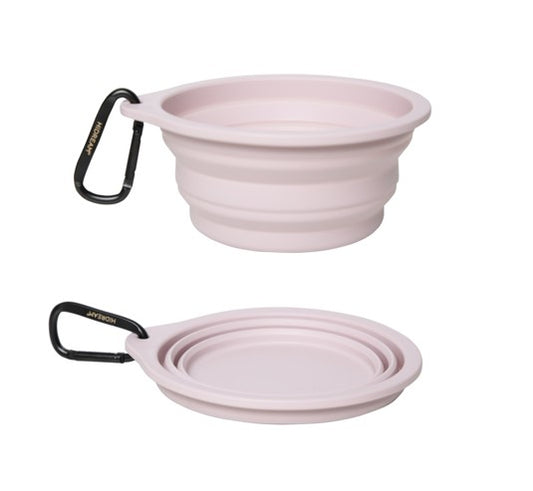 Collapsible Dog & Cat Travel Bowl with Carabiner [Chestnut Pink]