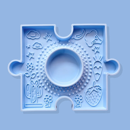 Pawzzle 2-in-1 Enrichment Feeding & Water Lick Bowl [Light Blue]