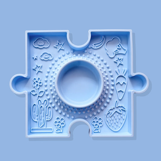 Pawzzle 2-in-1 Enrichment Feeding & Water Lick Bowl [Light Blue]
