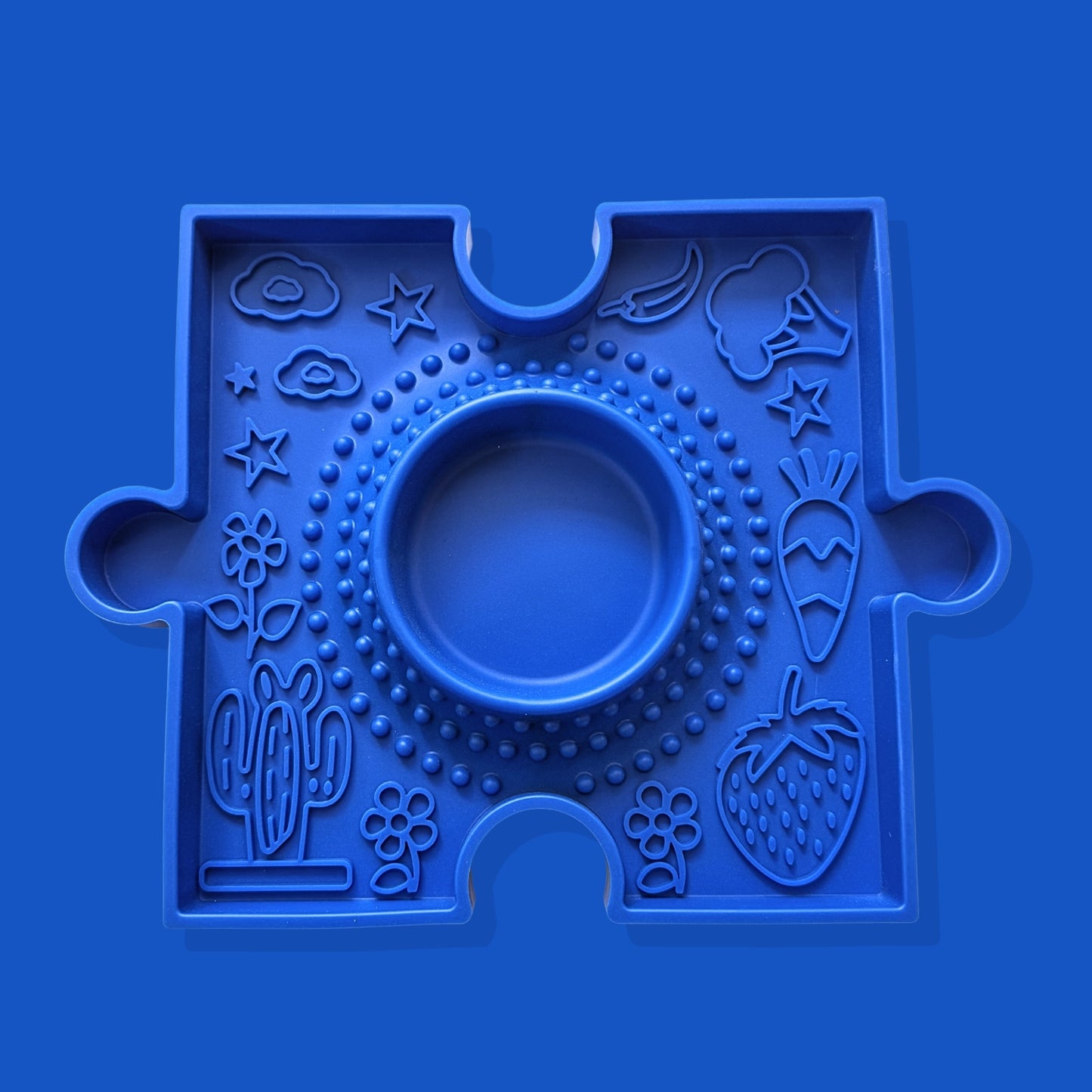 Pawzzle 2-in-1 Enrichment Feeding & Water Lick Bowl [Dark Blue]