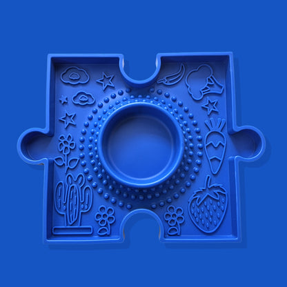 Pawzzle 2-in-1 Enrichment Feeding & Water Lick Bowl [Dark Blue]