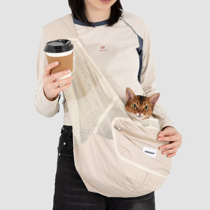 Fully Breathable Mesh Pet Crossbody Bag [Milk Brown - Pre-Order]