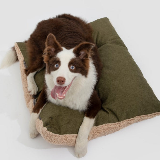 All-Season Premium Pet Bed Lounge Nest Mat [Brown Olive Green]
