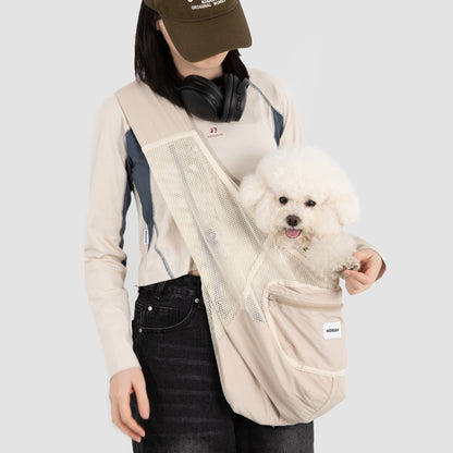 Fully Breathable Mesh Pet Crossbody Bag [Milk Brown - Pre-Order]