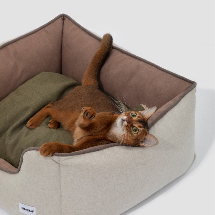 All-Season Premium Pet Bed Lounge Nest Mat [Brown Olive Green]