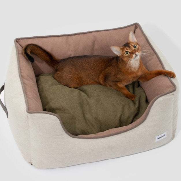 All-Season Premium Pet Bed Lounge Nest Mat [Brown Olive Green]