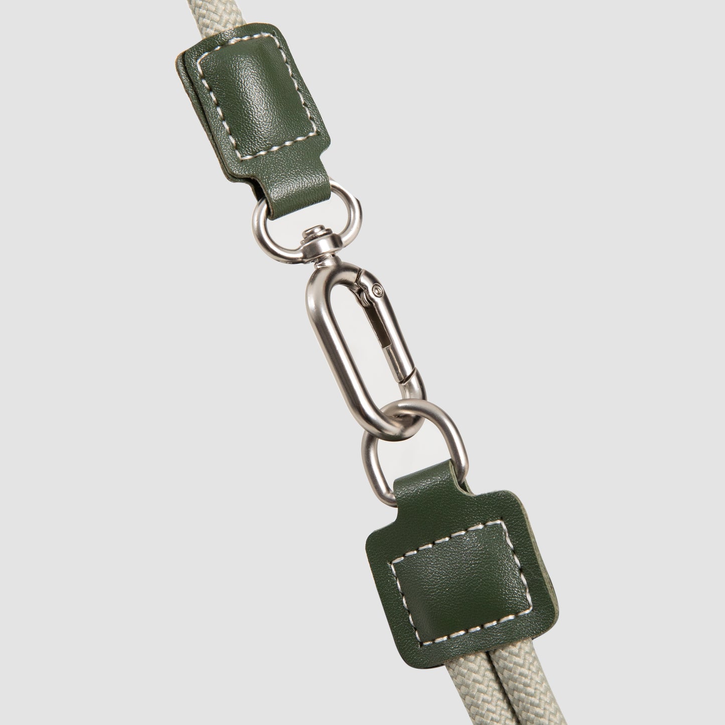Leather Round Rope Cat Harness & Leash Set [Olive Green]