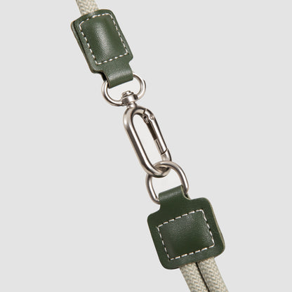 Leather Round Rope Cat Harness & Leash Set [Olive Green]
