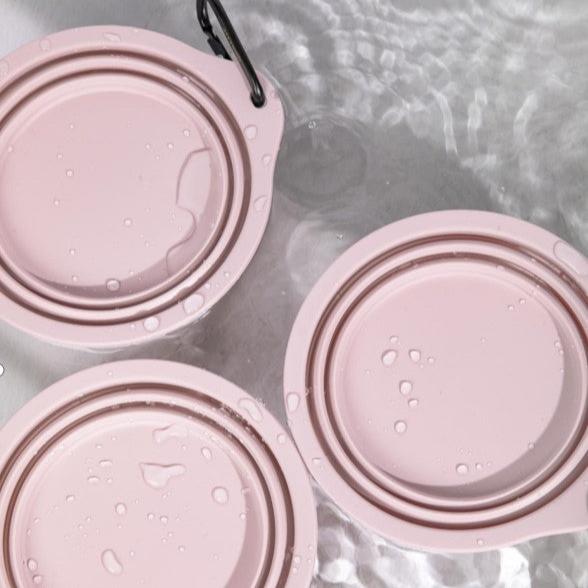 Collapsible Dog & Cat Travel Bowl with Carabiner [Chestnut Pink]