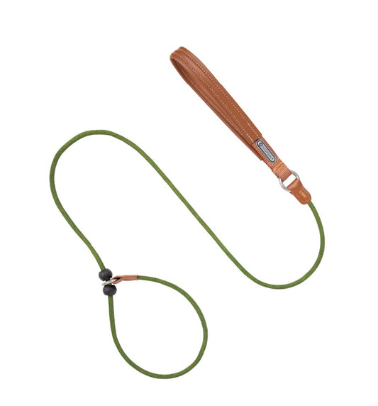 BOBO Series Leather Handle Integrated One Piece Dog Training P Rope [Moss Green]